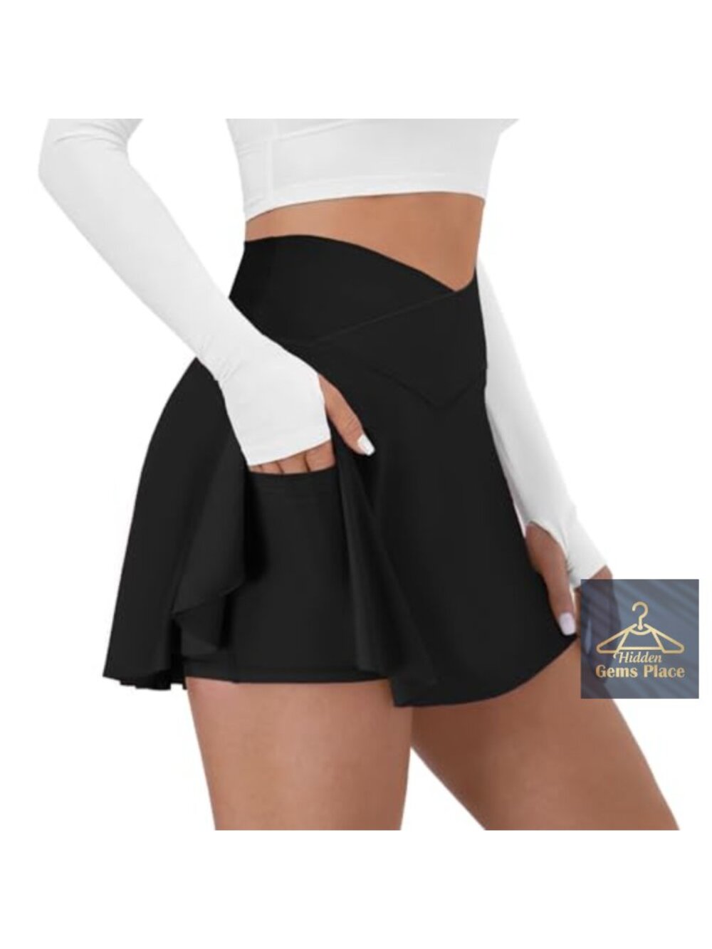 High Waisted Tennis Skort with Built-in Shorts and Pocket